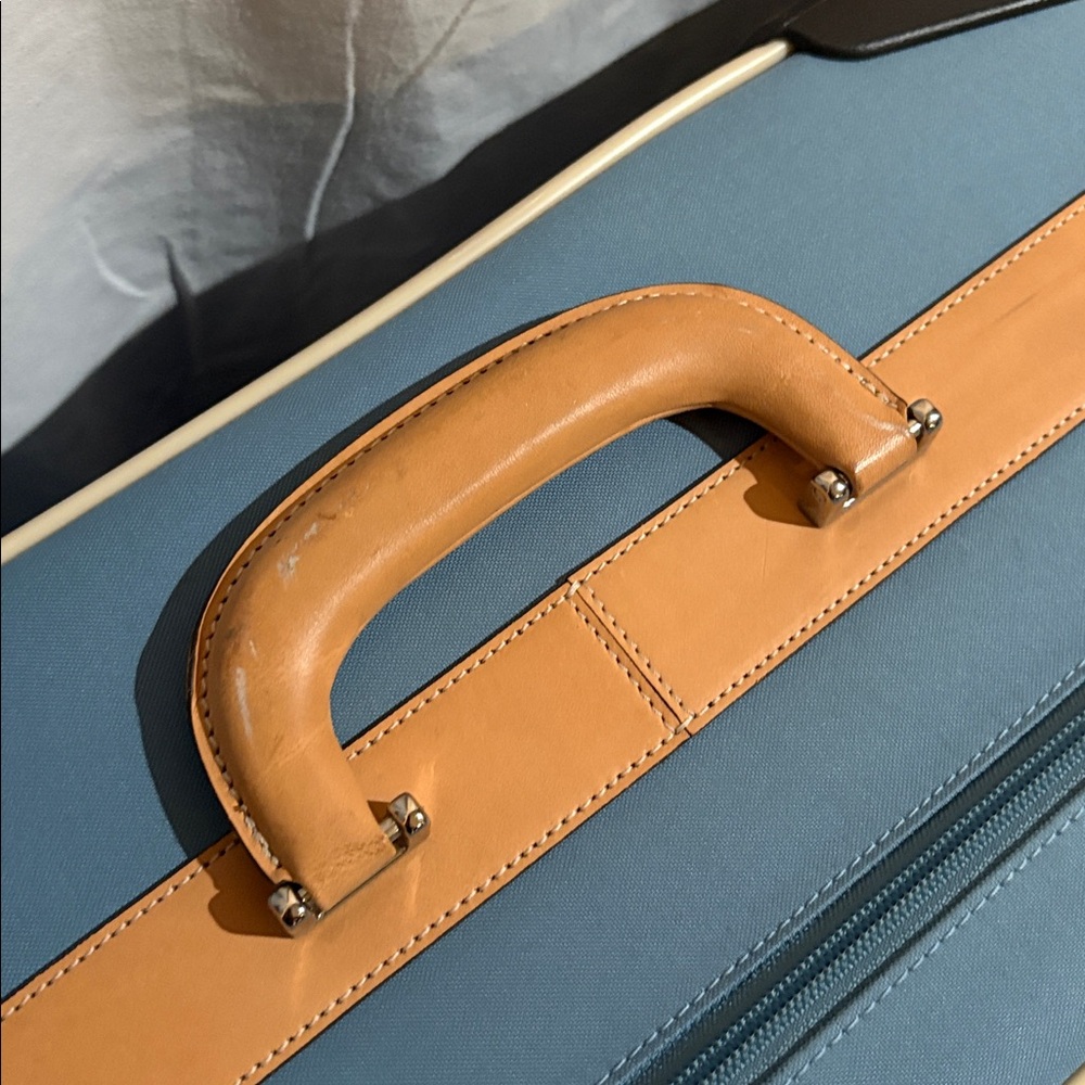 Coach Blue Canvas Heritage Stripe Rolling Luggage Suitcase - Picture 4 of 9